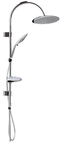 Duschset Brauseset Duschgarnitur Brausegarnitur Duscharmatur Duschstange 100cm Regendusche Duschsystem Überkopfbrause Brausestange Handbrause variable Halter 40cm-75cm für vorhandene Bohrlöcher MPR10 - 6