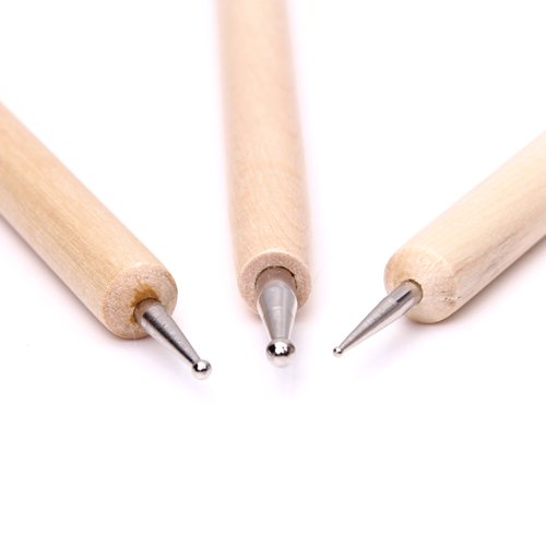 SODIAL(R) 3 Stk. Ball Griffel Werkzeug Zum Praegen Muster Ton Bildhauerei - 2
