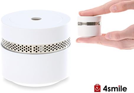 4smile Smoke Detector Mini 10 x - Design Home fire Alarm Extra-Small - 10 Year Battery Smoke Alarm Detector for fire Prevention - fire Detector BSi EN 14604 - White