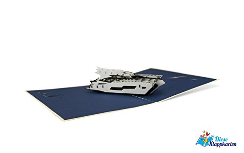 DIESE-KLAPPKARTEN® MARITIMES - 3D Pop-Up Karte (Verschiedene Motive Laserschnitt Handgefertigt Einladung Geburtstag Schiffstaufe Glückwunschkarte Gutschein Jubiläum Urlaub Grußkarte Dankeskarte/Danksagung), Klappkarten:B13 / Yacht