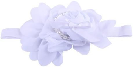 Girls Chiffon Pearl Headband Baby Rose Satin Bow Hairband