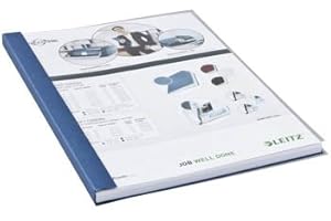 LEITZ 74140035 - Tapas encuadernación flexibles A4 Cubierta transparente contraportada cartoncillo 220 gr. Lomo 10.5 mm (caja 10 ud.) color azul