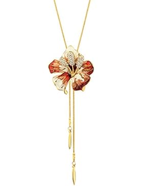 Neoglory Jewellery 14 K Gold Blume Halskette lang rot Damen