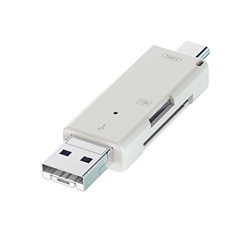 HXINH 3-in-1 Kartenleser OTG Adapter mit Type-C, USB 2.0, Micro USB DFP, UFP Unterstützen TF SD Karte, Weiß - 2