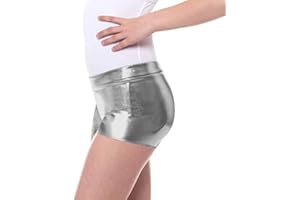 PARTILANDIA Pantalones Cortos Niñas Niños Metalizados Shorts Plata Metálicos【Tallas Infantiles 3 a 12 años】[Talla 10-12 años] Pantalones Baile Danza Disfraz Actuaciones