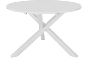 vidaXL Tavolo da Pranzo Rotondo Elegante Rustico Arredo Cucina Sala con Impiallacciatura Bianco 120x75 cm in MDF Ripiano in Legno Hevea
