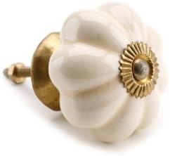 Cream Door Knobs Drawer Pulls Cupboard (Large Cream Floral Melon)