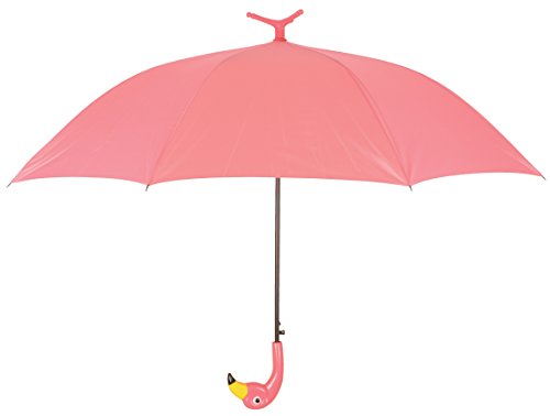 Esschert Design Regenschirm Flamingo mit Rüschen aus Pongee Seide, ABS und Eisen, 98,0 x 98,0 x 79,0 cm