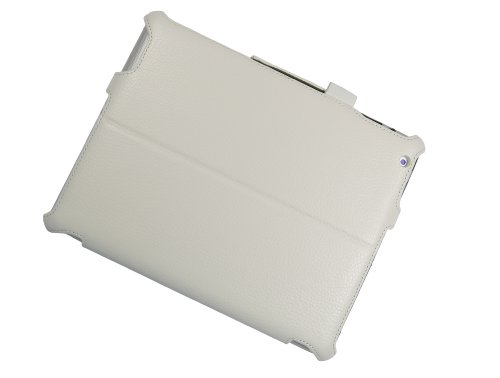 iPad 4 Hülle & iPad 3 Hülle | Smart Cover aufstellbar | Handschlaufe & Stylus-Halterung Luxus Leder für Apple Tablet 9 7 Zoll | Original Adento Marken-Design | Weiß - 4