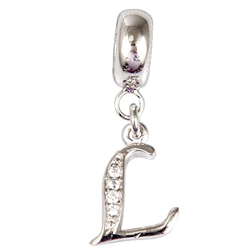Argent sterling 925 Lettre Charm Perles lettres de l'alphabet Charms L anniversaire charmes Mots Charm Pandora Charms Bracelet l
