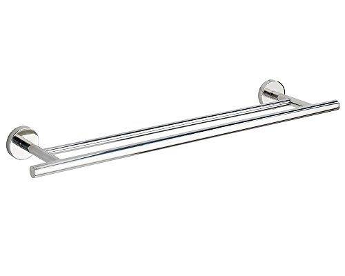 Wenko 20479100 Badetuchstange Duo Aveiro Edelstahl rostfrei, 70 x 14 x 5,5 cm, Glänzend