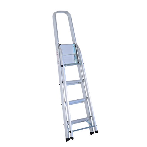 Homcom® Stehleiter Aluleiter Klapptritt Trittleiter Haushaltsleiter Leiter Stufenleiter 4 – 5 Stufen (4 Stufen) - 6