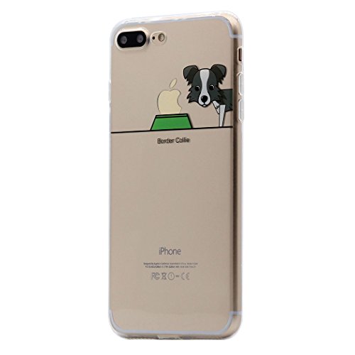 iPhone 8 Plus / 7 Plus Funda Carcasa , Keyihan Perro Lindo patrón Suave TPU Silicona Transparente Ultra Delgada y Ligéra Parachoques para Apple iPhone 8 Plus / 7 Plus (Border Collie)