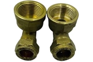 UKDEALS DIRECT UKDD® 15mm Compression by 3/4" BSP Brass Female Iron Elbow 90 Bend, 15mm x 3/4" Adaptors Bend - WRAS Approved - Pack of 2