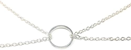KARMA Double Chain Necklace Pendant - Keep The Circle Positive! Silver Colour - NEW
