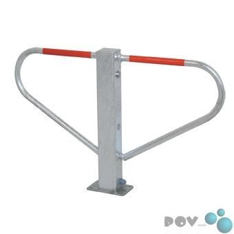 Preisvergleich Produktbild POV® Parkplatzsperre 70x70 mm, umlegbar mit Rundzylinder weiß beschichtet, rot reflekt. Leuchtstreifen