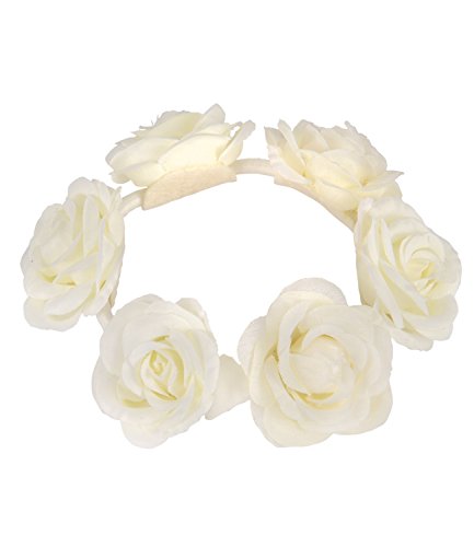 SIX „Hochzeit“ weißer Haargummi für Dutts, Bun-Ring mit Textil-Rosen, Brautschmuck (313-656) - 2