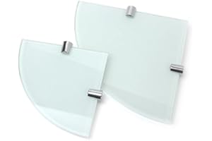 BSM Marketing Lot de 2 étagères d'angle en verre trempé blanc 6 mm – 150 mm et 200 mm