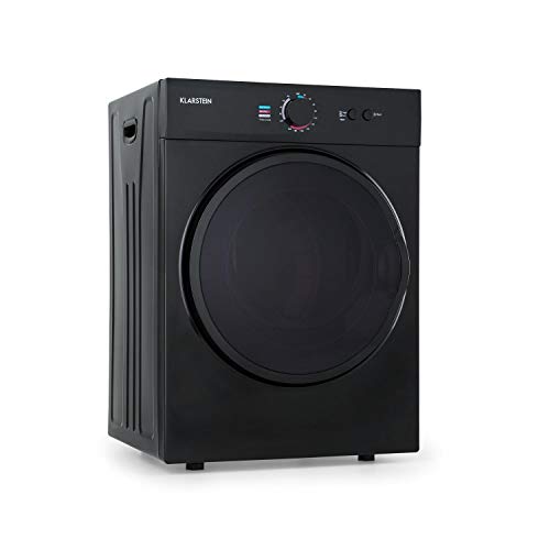 KLARSTEIN Jet Set Sèche Linge : séchoir à Condensation, 1020W, CEE C, 3 kg, séchage à évacuation, sélection de la Chaleur, minuterie, Compact : 49 x 69 x 47,5 cm (LxHxP), Tambour INOX, Noir