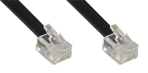 Intos Anschlusskabel-RJ12 Anschlusskabel RJ12/Stecker - RJ12/Stecker flach schwarz 10.00 m