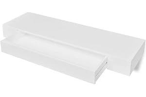 vidaXL Estantería suspendida de Tablero MDF Blanco con un cajón para Libros/DVDs