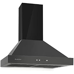 Klarstein Isabella - Hotte aspirante, 60 cm, 3 niveaux de puissance, Jusqu'à 600 m³ / h, Commande tactile, Eclairage LED à commande séparée, Convertible en mode de recyclage, inox gris-noir