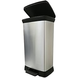 Curver 187152 Poubelle à pédale plastique Argent 50 L