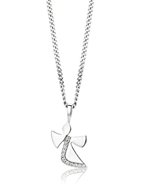 Miore Damen-Halskette Schutzengel 925 Sterling Silber 11 Zirkonia farblos 45 cm
