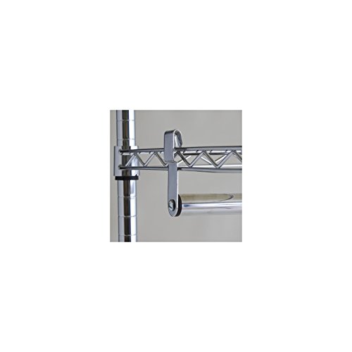 Garderobenwagen Rollgarderobe Garderobe mit 3 Ablagen und 1 Kleiderstange, verchromt, Sicherheitsdoppelrollen - 4