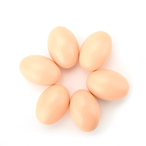 Welecom(TM) 6Pcs Wooden Faux Fake Eggs, Children Play Kitchen Game Food Toy