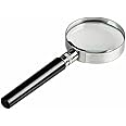 JORCEDI 10X Magnification Handheld Magnifier Magnifying Glass Handle Low Vision Aid 50mm for Book, Maps, Classroom Science, Insect & Hobby, Seniors and Kids