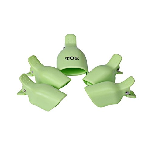 Malloom® 5Pcs Toenail Soak Off Clip Caps Reusable Clamp Remover New Arrival (Green)