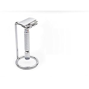 Yosoo Men Metal Art Shaving Brush Stand Holder Razor Base Chromed Silver Shaving Razor Beard Clean Shaver Kit Cartridge… - Image 5
