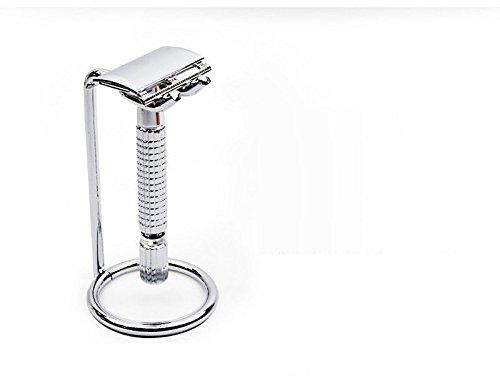 Yosoo Men Metal Art Shaving Brush Stand Holder Razor Base Chromed Silver Shaving Razor Beard Clean Shaver Kit Cartridge… - Image 5