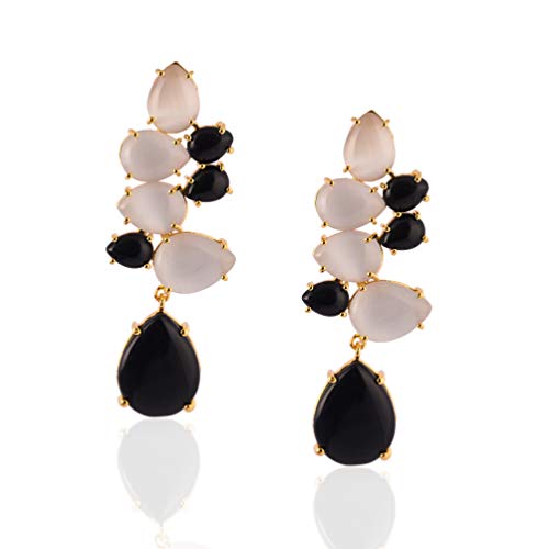 Black 22k Gold Plate Brass Handmade Long Earrings for Women