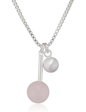 Pilgrim Damen-Kette mit Anhänger Versilbert Quarz pink Rundschliff - 1517167