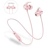 Bluetooth Kopfhörer Sport Kabellos - ANCREU In Ear Ohrhörer Wasserdicht IPX5 Magnetischer Wireless Im Ohren mit Mikrofon Drahtloser Sportohrhörer für iPhone Samsung (Pink)