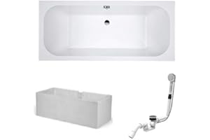 RUSEPIN HOESCH Badewanne ELEGANCE | Design Badewanne | mit Mittelablauf | Acryl | 170x75cm | Komplettpaket mit Styroporträger und Ablaufgarnitur