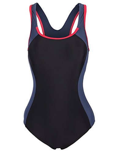 Aidonger Damen Verbindung Farben Badeanzug Knalliger Farbe Schwimmanzug EU36-EU50
