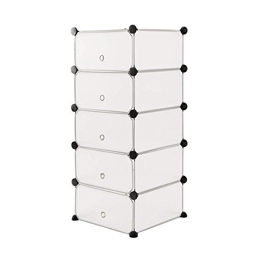 Preisvergleich Produktbild PrimeMatik - Schuhschrank Stufenregal Modular Garderobenschrank 5-Kubus 17x35cm weiß mit Tür