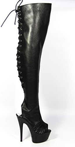 GaoXiao 15 cm high heels Knee Boots long canister boots black strap steel tube dance