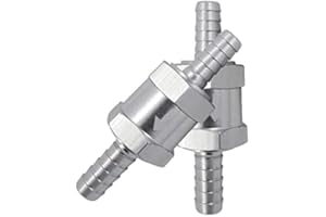 Tiardey Clapet anti-retour unidirectionnel de Non-retour de Carburant 8 mm 1/4 Pouce en Alliage D'aluminium Chrome pour Essence Diesel Eau Marine