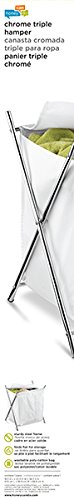 Honey-Can-Do HMP-01236 Zusammenklappbarer Wäschesammler mit Abdeckung und 3 Fächern, Stoff, verchromt, 79.375 x 12.065 x 5.08 cm - 3