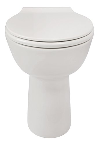 Stand-WC-Set +7 cm | Spülrandlos | Erhöhtes WC | Inklusive WC-Sitz | Für Senioren und große Menschen | Tiefspüler | Abgang waagerecht | Weiß | Spülrandlose Toilette | Spülrandloses WC | Stand-WC | Einfache Reinigung - 4
