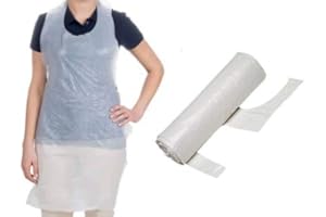 REAL ACCESSORIES White Disposable Aprons on a Roll of 200 - Non Sterile, High Density Polythene Aprons, 69 x 107cm (27 x 42)
