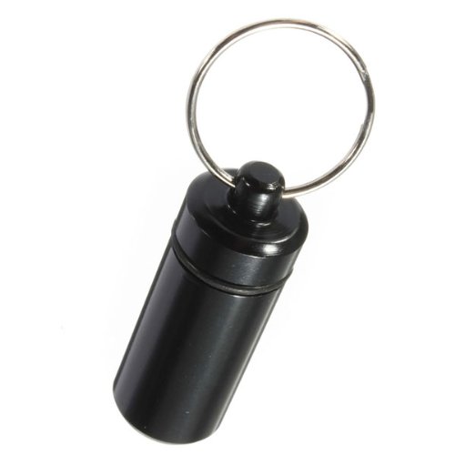 Preisvergleich Produktbild Pillenbox als Schlüsselanhänger, Aluminium schwarz