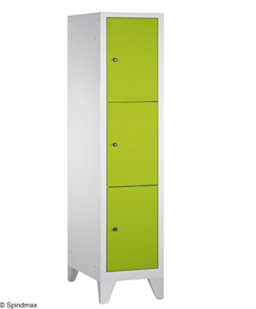Fächerschrank / Spind 1 Abteil / 3 Fächer - 1850mm x 420mm x 500mm - Grüne Linie von Spindmax