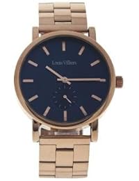 Reloj mujer Louis Villiers esfera 40 mm de acero azul y pulsera rosa dorado en acero lv2068