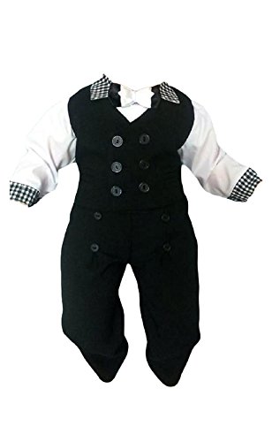 Taufanzug Baby Junge Kinder Kind Taufe Anzug Hochzeit Anzüge Festanzug, 4tlg , Schwarz-Weiß, Gr.74 K11A