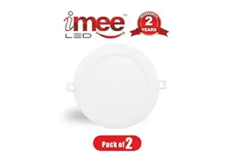 iMee 18 Watts Extra Bright 1800 Lumens High Power Factor & Wide Light Spread ROUND Shape LED Slim Panel 4000K (Warm White Light), Pack of 02, Heavy Duty Metal Body, NO PLASTIC, Ceiling Cutout Size: 8 Inches